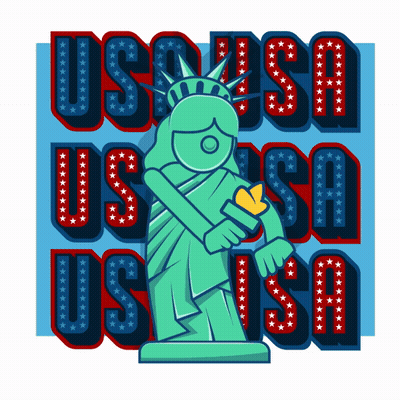 Statue Of Liberty With USA Letters GIF
