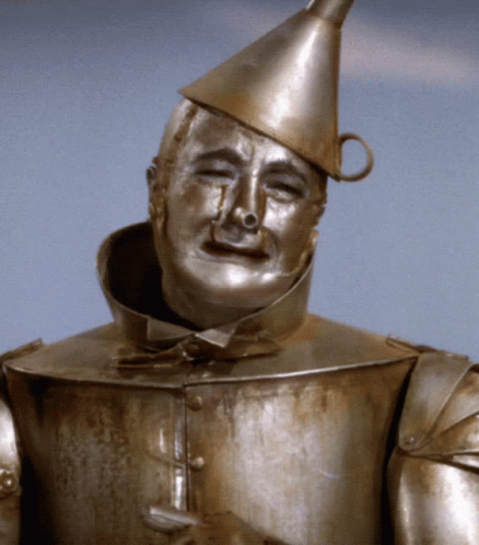 Statue Of Man In Tin Man Outfit GIF