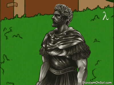 Statue Of Man Laying On Ground With Stoicismonsol.com GIF