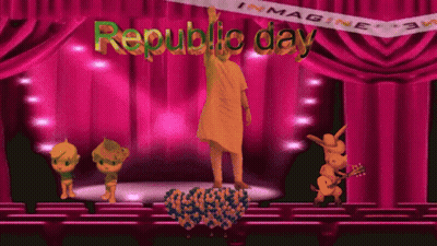 Statue Of Man On Stage With Republic Day GIF