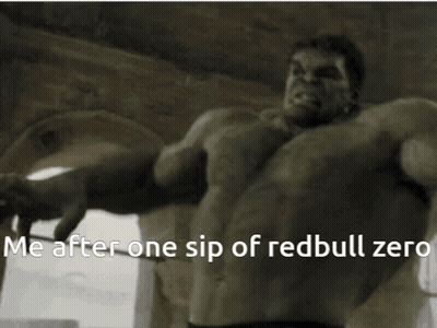 Statue Of Man Saying Me After One Sip Of Redbull Zero GIF