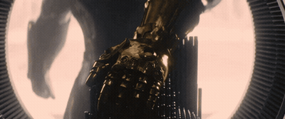 Statue Of Man With Glove On Arm GIF