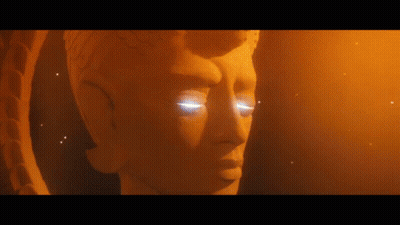 Statue Of Man With Glowing Eyes GIF