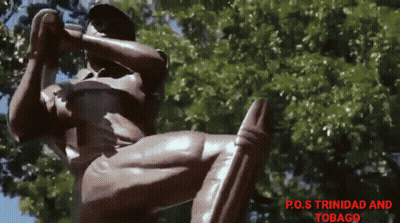 Statue Of Man With P.O.S. Trinidad And Tobago GIF