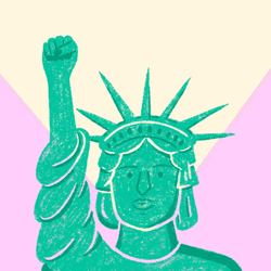 Statue Of New York V For Vaccinated GIF