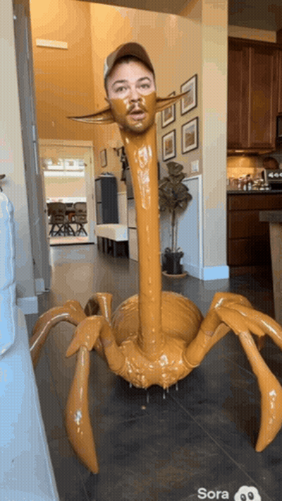 Statue Of Spider With Man Face And Sora GIF