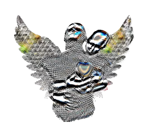 Statue Of Two Hugging People With Heart Sticker