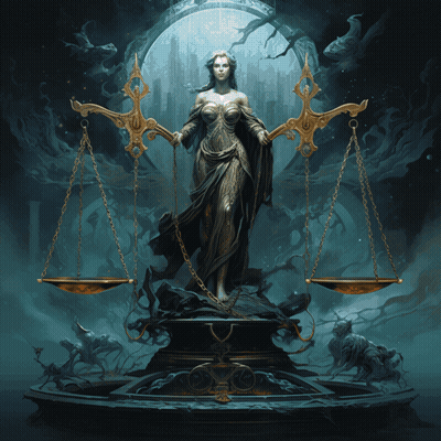 Statue Of Woman Holding Scales Of Justice Saying Justus Buy GIF