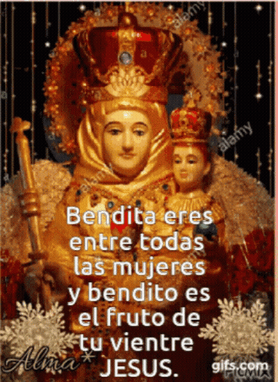 Statue Of Woman With Crown Holding Child GIF
