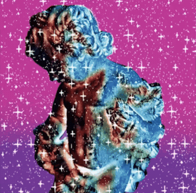 Statue With Purple Background And Stars GIF