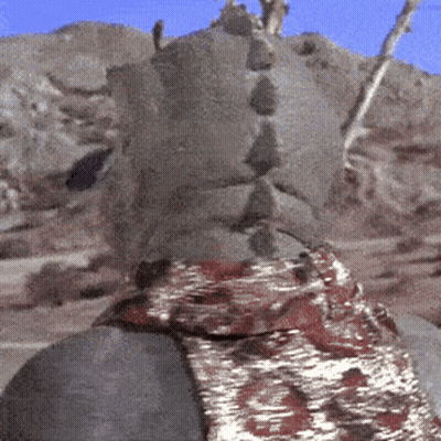 Statue With Scarf And Mountains GIF