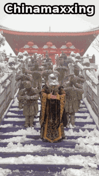 Statues Walking Down Stairs Chinamaxxing GIF