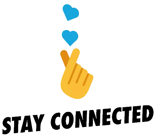 Stay Connected Hand And Hearts Sticker