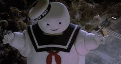 Stay Puft Marshmallow Man Floating Ghostbusters GIF