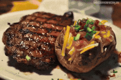 Steak And Baked Potato On Plate GIF