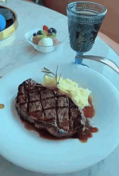 Steak And Mashed Potatoes With Soda GIF