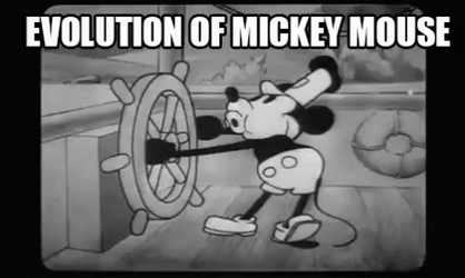 Steamboat Willie Mickey Mouse Evolution GIF