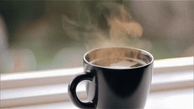Steaming Coffee On Window Sill GIF