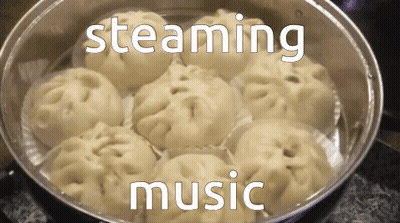 Steaming Music Is Written On A Picture Of Food GIF