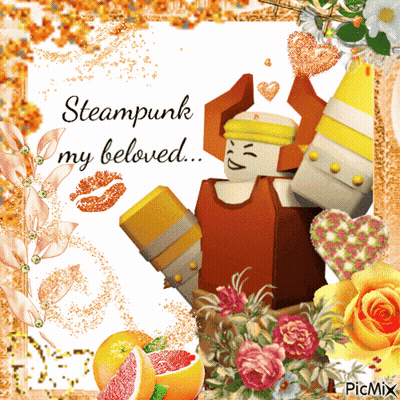 Steampunk My Beloved Card With Robot GIF