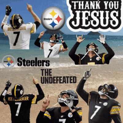 Steelers Players Collage Saying Thank You Jesus GIF