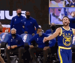 Steph Curry 3 Happy Jump GIF