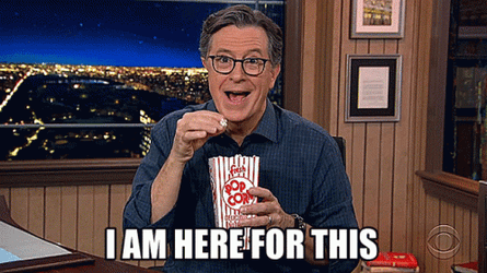 Stephen Colbert Popcorn Ready GIF