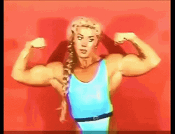 Steroids Female Body Builder Flexing Muscle GIF