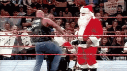 Steve Austin Stone Cold Stunner On Santa GIF