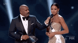 Steve Harvey Miss Universe Answering GIF