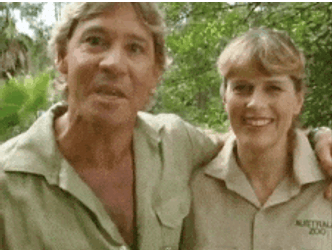 Steve Irwin With His Wife Terri GIF