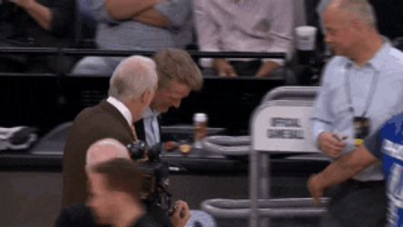 Steve Kerr Talking To Gregg Popovich In Court GIF