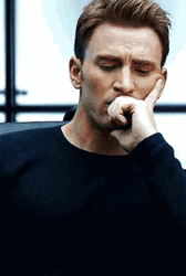 Steve Rogers Chris Evans Serious Look Up Listening GIF