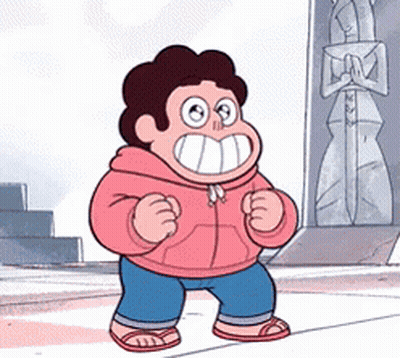 Steven Universe Character Standing In Front Of Stone Statue GIF