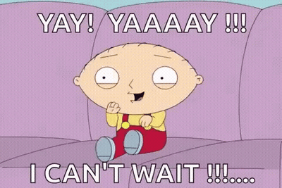 Stewie From Family Guy Is Sitting On A Couch With The Words `` I Can 'T Wait '' . GIF