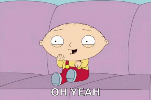 Stewie From Family Guy Is Sitting On A Purple Couch . GIF