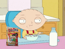 Stewie Griffin Eating Breakfast Cereal GIF