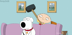 Stewie Griffin Hammering Brian The Dog Fail GIF