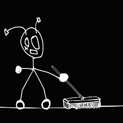 Stick Figure Ant Sweeping Floor GIF