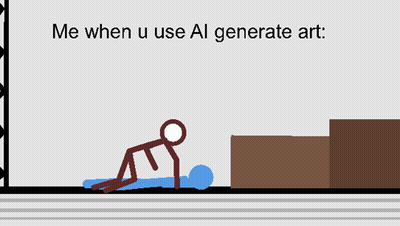 Stick Figure Crawling Me When U Use Al Generate Art GIF
