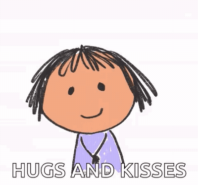 Stick Figure Girl Surrounded By Hearts GIF