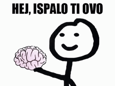 Stick Figure Holding Brain Saying Hej Ispalo Ti Ovo GIF