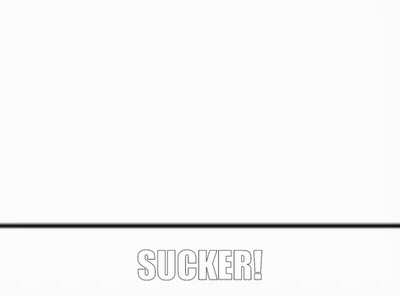 Stick Figure Holding Dumbbell Says Sucker GIF