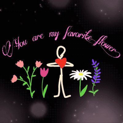 Stick Figure Holding Heart Saying If You Are My Favorite Flower GIF