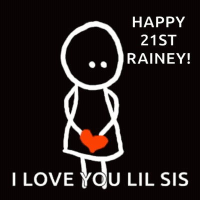 Stick Figure Holding Hearts Happy 21St Rainey I Love You Lil Sis GIF