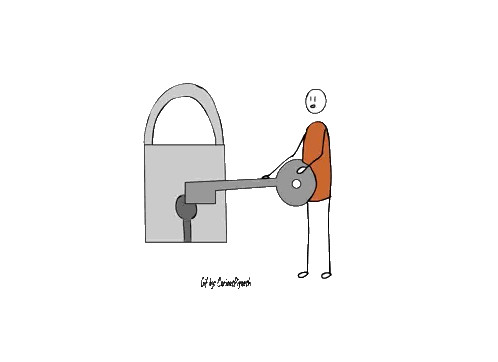 Stick Figure Holding Key To Padlock Sticker