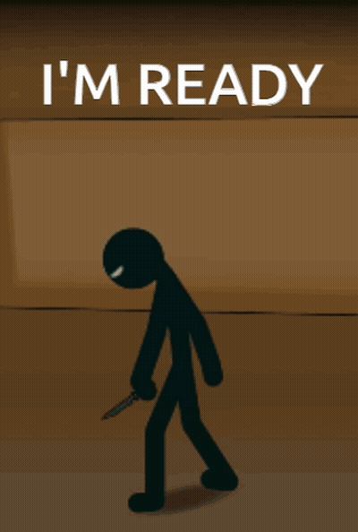 Stick Figure Holding Knife I M Ready GIF