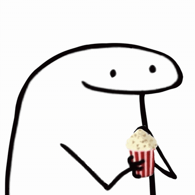 Stick Figure Holding Popcorn Bucket Smiling GIF