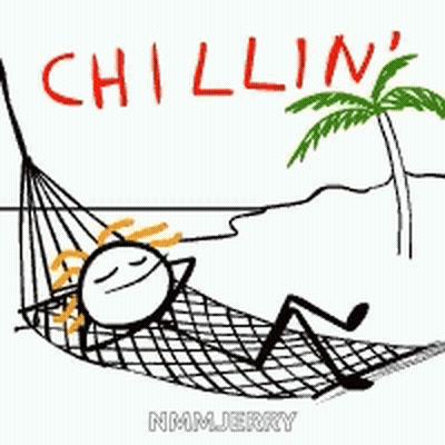 Stick Figure In Hammock Saying Chillin GIF