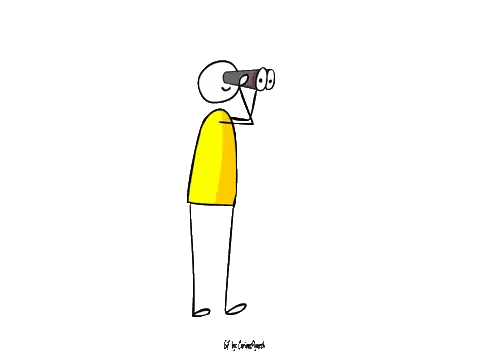 Stick Figure Looking Through Binoculars Sticker